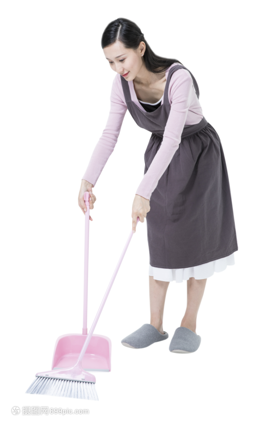 居家女性清洁扫地